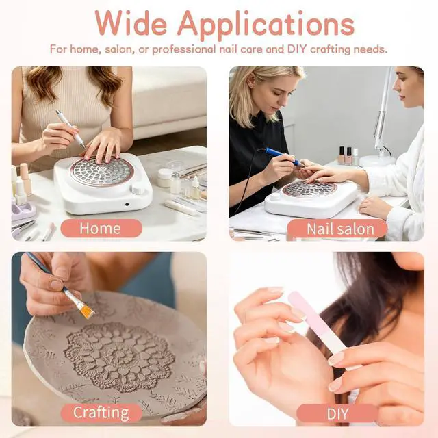 Alt view image 6 of 7 - Portable Nail Dust Collector for Acrylic Nails 48W Powerful Dust Collector Nails with Filter, Nail Duster Collector Vacuum with Adjustable Speed Electric Dust Suction Machine for Manicure Home Salon
