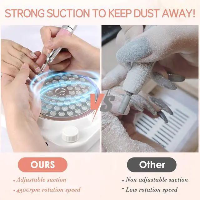 Alt view image 7 of 7 - Portable Nail Dust Collector for Acrylic Nails 48W Powerful Dust Collector Nails with Filter, Nail Duster Collector Vacuum with Adjustable Speed Electric Dust Suction Machine for Manicure Home Salon
