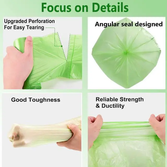 Alt view image 2 of 6 - Small Trash Bags 1.2 Gallon - Biodegradable Garbage Bags Recycling Eco-Friendly Trash Can Plastic Liner Compostable Strong Bag for Bathroom Bedroom Office Kitchen Trash Can (120 Counts,Green)