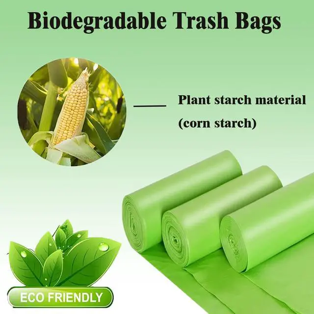 Alt view image 3 of 6 - Small Trash Bags 1.2 Gallon - Biodegradable Garbage Bags Recycling Eco-Friendly Trash Can Plastic Liner Compostable Strong Bag for Bathroom Bedroom Office Kitchen Trash Can (120 Counts,Green)