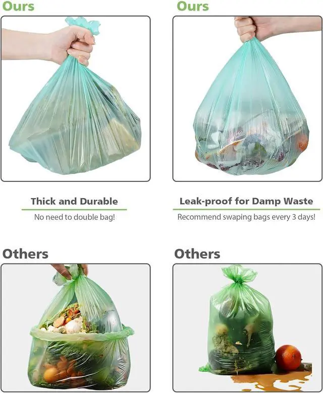 Alt view image 5 of 7 - Biodegradable Medium 8 Gallon Trash Bags Leak Proof Compostable Bag