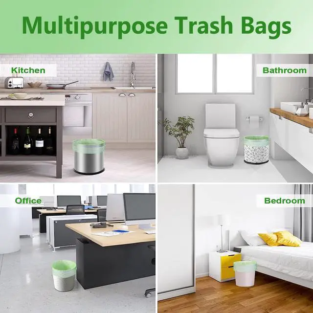 Alt view image 6 of 6 - Small Trash Bags 1.2 Gallon - Biodegradable Garbage Bags Recycling Eco-Friendly Trash Can Plastic Liner Compostable Strong Bag for Bathroom Bedroom Office Kitchen Trash Can (120 Counts,Green)