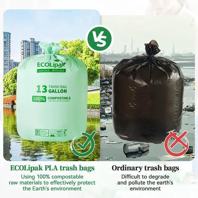 Alt view image 4 of 7 - 13 Gallon 50 Count Compostable Kitchen Trash Garbage Bags