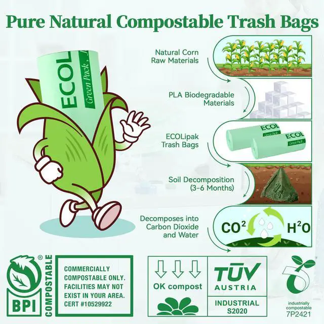 Alt view image 3 of 7 - 33 Gallon 25 Count Large Compostable Trash Garbage Bags for Lawn