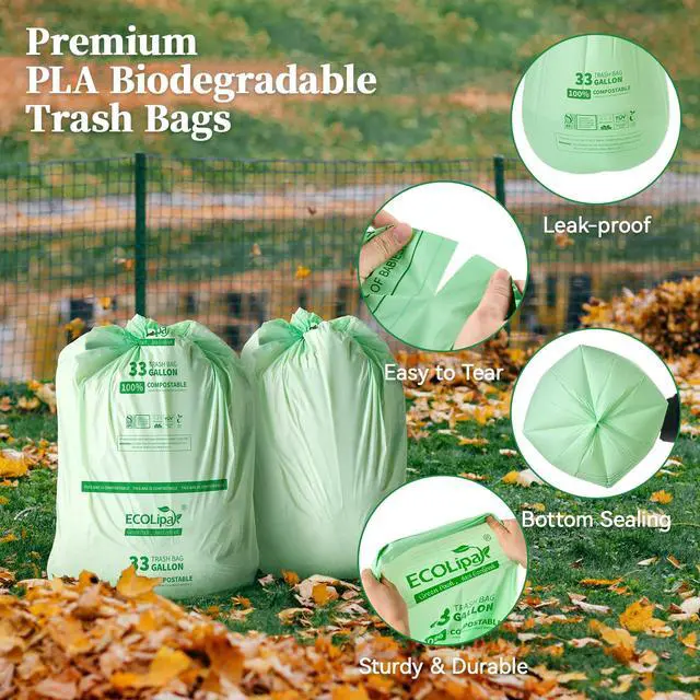 Alt view image 6 of 7 - 33 Gallon 25 Count Large Compostable Trash Garbage Bags for Lawn