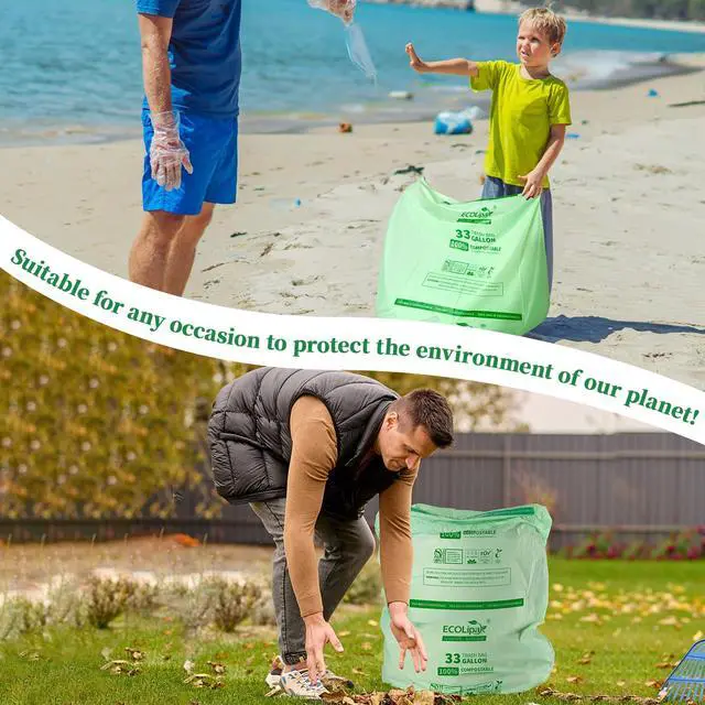 Alt view image 7 of 7 - 33 Gallon 25 Count Large Compostable Trash Garbage Bags for Lawn