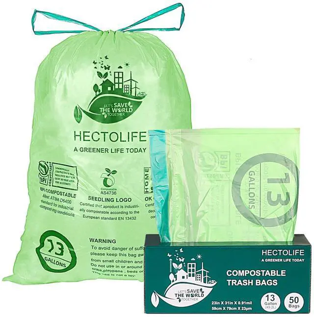 Main image of 13 Gallon,50 Count Compostable Trash Bags with Home