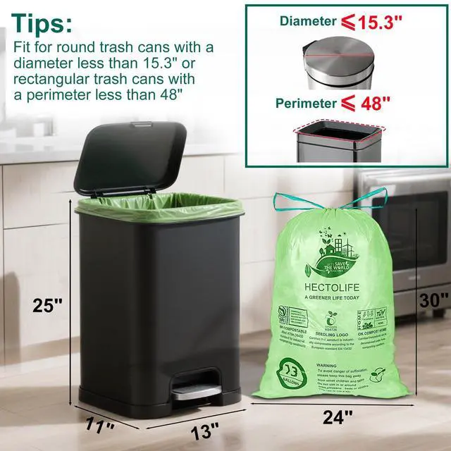 Alt view image 3 of 7 - 13 Gallon,50 Count Compostable Trash Bags with Home