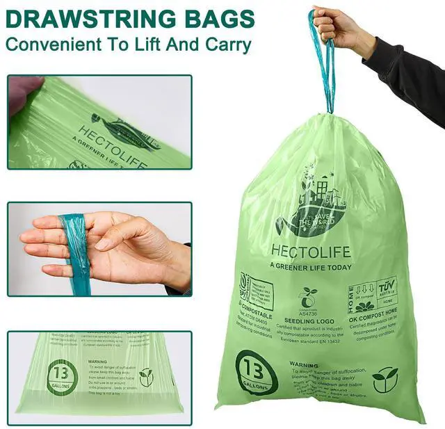 Alt view image 4 of 7 - 13 Gallon,50 Count Compostable Trash Bags with Home