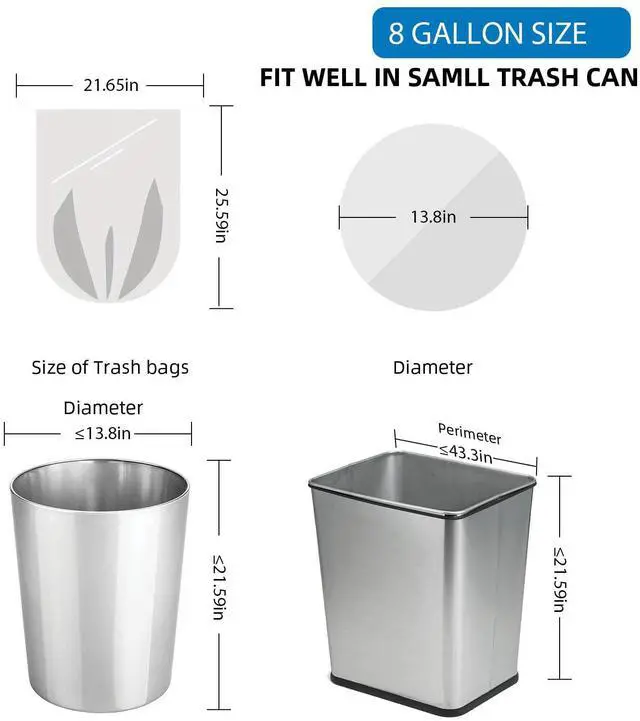 Alt view image 2 of 7 - 8 Gallon Biodegradable Black Trash Bags - Compostable Tall Kitchen Garbage Bags 80 Count Recycling Unscented Office Outdoor Thick Strong Medium Size Can Waste Basket Liners
