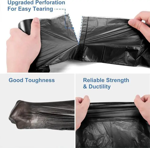 Alt view image 4 of 7 - 8 Gallon Biodegradable Black Trash Bags - Compostable Tall Kitchen Garbage Bags 80 Count Recycling Unscented Office Outdoor Thick Strong Medium Size Can Waste Basket Liners