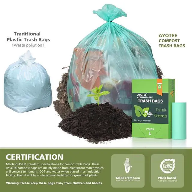 Alt view image 2 of 7 - Compostable Trash Bags 13 Gallon Tall Kitchen Trash Bags, 45 Count
