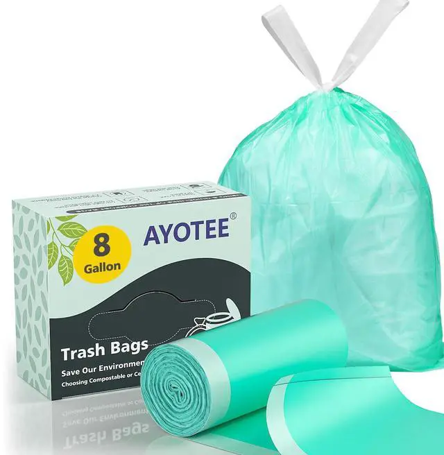 Main image of Compostable Trash Bags 8 Gallon Trash Bags Drawstring, 50 Count
