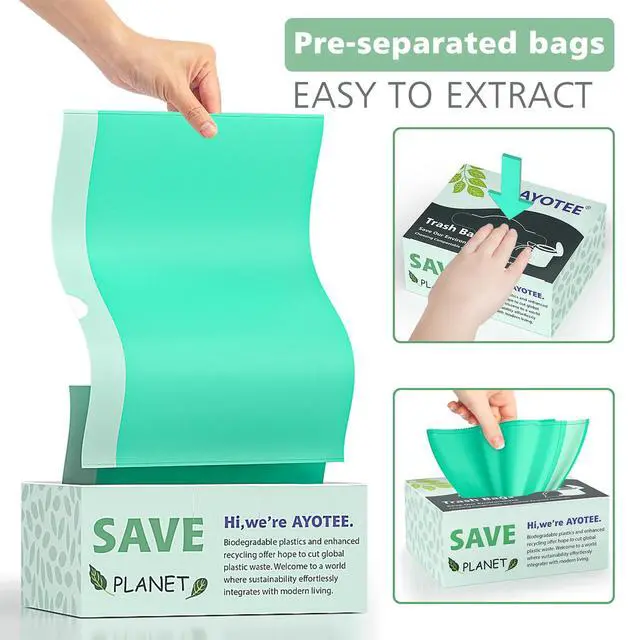 Alt view image 2 of 7 - Compostable Trash Bags 8 Gallon Trash Bags Drawstring, 50 Count