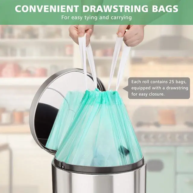 Alt view image 5 of 7 - Compostable Trash Bags 8 Gallon Trash Bags Drawstring, 50 Count