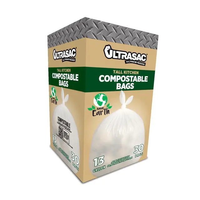 Alt view image 2 of 6 - 13 Gallon 0.85 MIL Clear Compostable Trash Bags - 24" x 33" - Pack of 30
