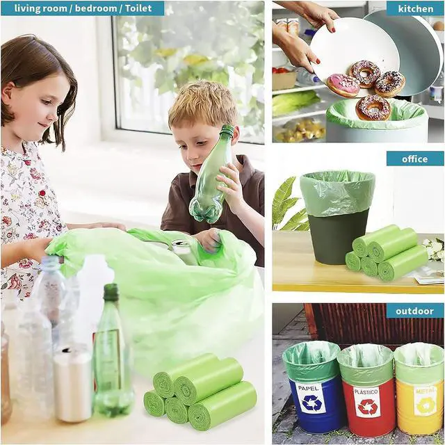 Alt view image 2 of 6 - Biodegradable Trash Bags 8 Gallon, 100 Count Small Compost Bags, Compostable Strong Bathroom Garbage Bags with Tear & Leak Resistant, Recycling Eco-Friendly Trash Can Plastic Liner