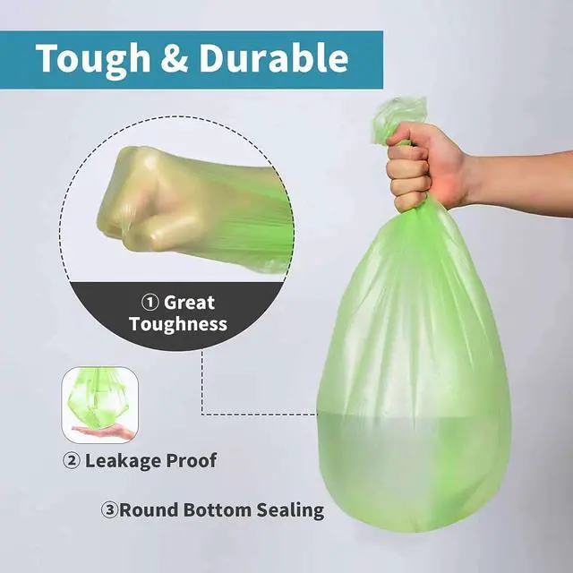Alt view image 4 of 6 - Biodegradable Trash Bags 8 Gallon, 100 Count Small Compost Bags, Compostable Strong Bathroom Garbage Bags with Tear & Leak Resistant, Recycling Eco-Friendly Trash Can Plastic Liner