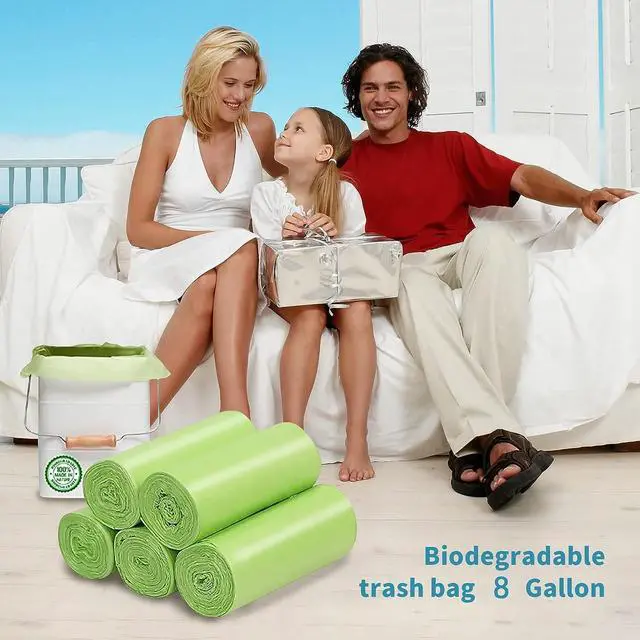 Alt view image 6 of 6 - Biodegradable Trash Bags 8 Gallon, 100 Count Small Compost Bags, Compostable Strong Bathroom Garbage Bags with Tear & Leak Resistant, Recycling Eco-Friendly Trash Can Plastic Liner