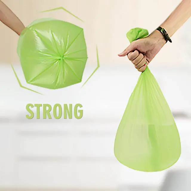 Alt view image 3 of 6 - 4 Gallon Biodegradable Compostable Small-Trash-Bags - Green Small Garbage Bags For Bathroom Can 100 Count Unscented Little Waste Basket Kitchen Office Car Tiny Liners Bulk Strong Thick