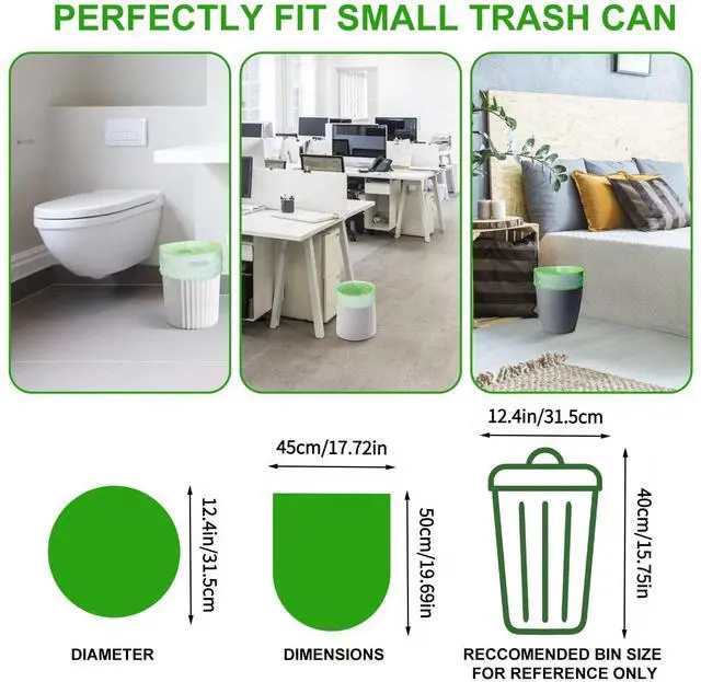 Alt view image 2 of 6 - 4 Gallon Biodegradable Compostable Small-Trash-Bags - Green Small Garbage Bags For Bathroom Can 100 Count Unscented Little Waste Basket Kitchen Office Car Tiny Liners Bulk Strong Thick