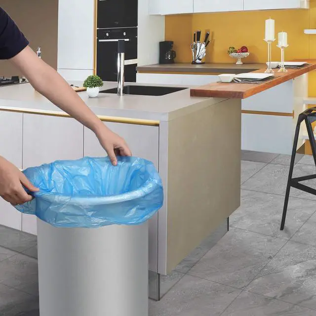 Alt view image 6 of 7 - Compostable Trash Bags, 13-15 Gallon Biodegradable Trash Bags Recycled Garbage Bags Unscented Wastebasket Liners for Kitchen Office(75 Counts, Blue)