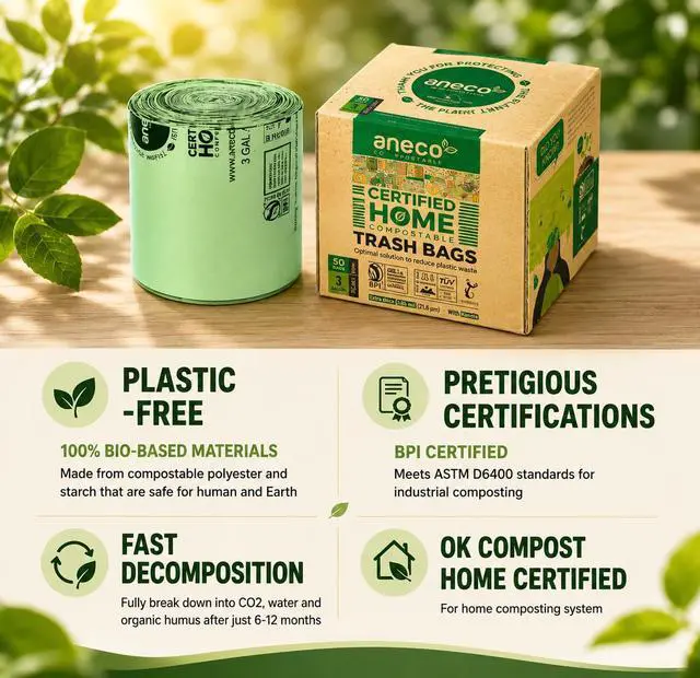 Alt view image 6 of 7 - 100% Compostable Food Waste Bags 3 Gallon, 100 Count