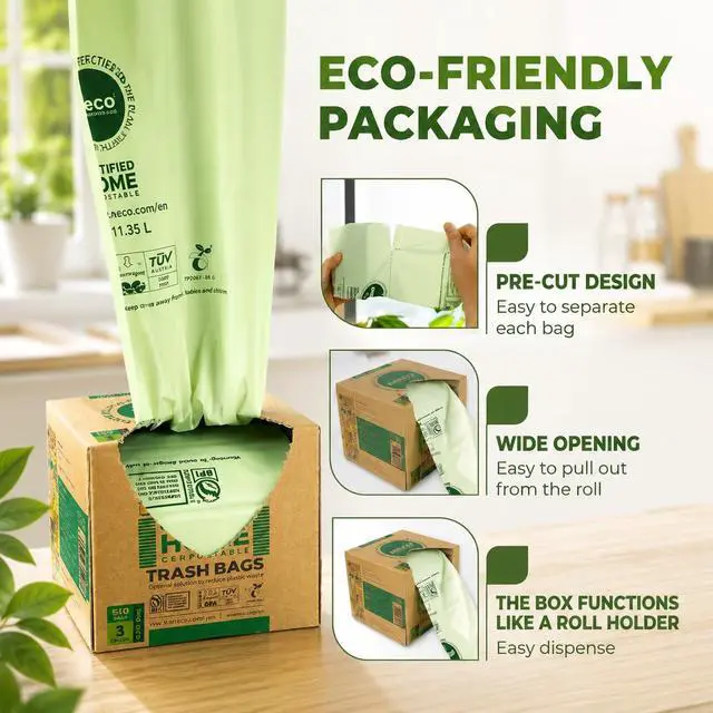 Alt view image 7 of 7 - 100% Compostable Food Waste Bags 3 Gallon, 100 Count