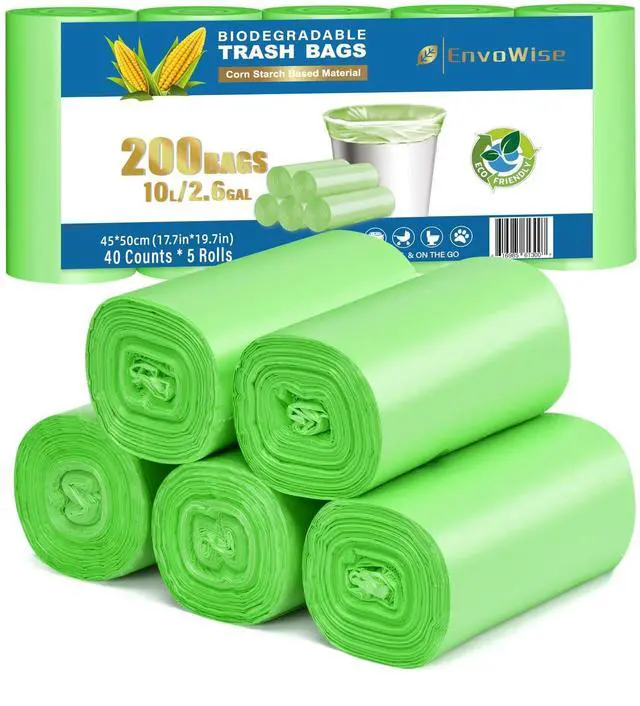 Main image of Biodegradable Small Trash Bags, 3 Gallon / 10L, 200 Count | Premium Thick Garbage Bags, Unscented Eco-Friendly Bin Liners for Kitchen, Bathroom, Office & Bedroom | Compostable Trash Bags