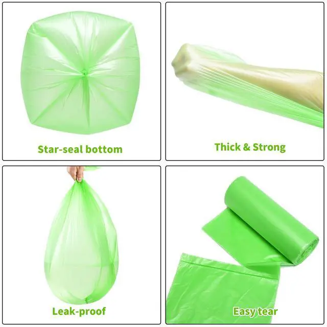 Alt view image 4 of 5 - Biodegradable Small Trash Bags, 3 Gallon / 10L, 200 Count | Premium Thick Garbage Bags, Unscented Eco-Friendly Bin Liners for Kitchen, Bathroom, Office & Bedroom | Compostable Trash Bags