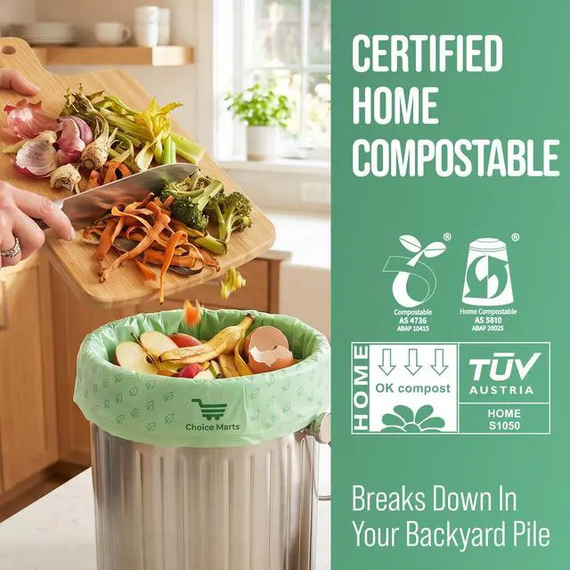 Alt view image 2 of 7 - 50 Home Compostable Trash Bags, Easy Tie Handles, 1.6 Gallon