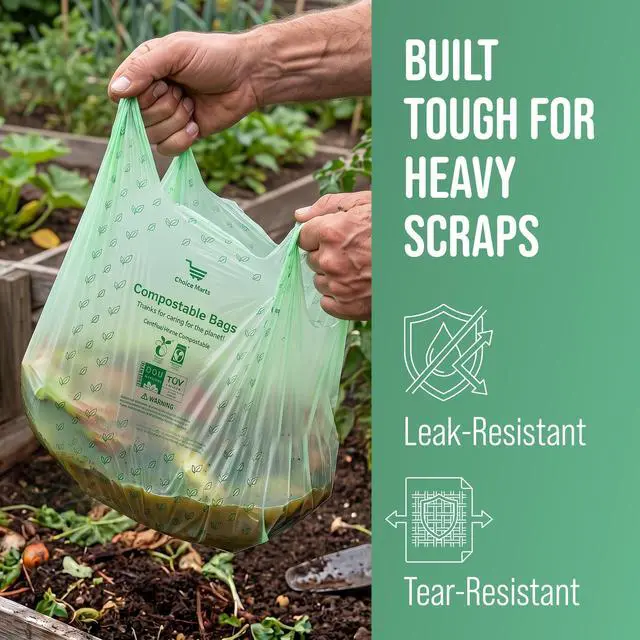 Alt view image 3 of 7 - 50 Home Compostable Trash Bags, Easy Tie Handles, 1.6 Gallon