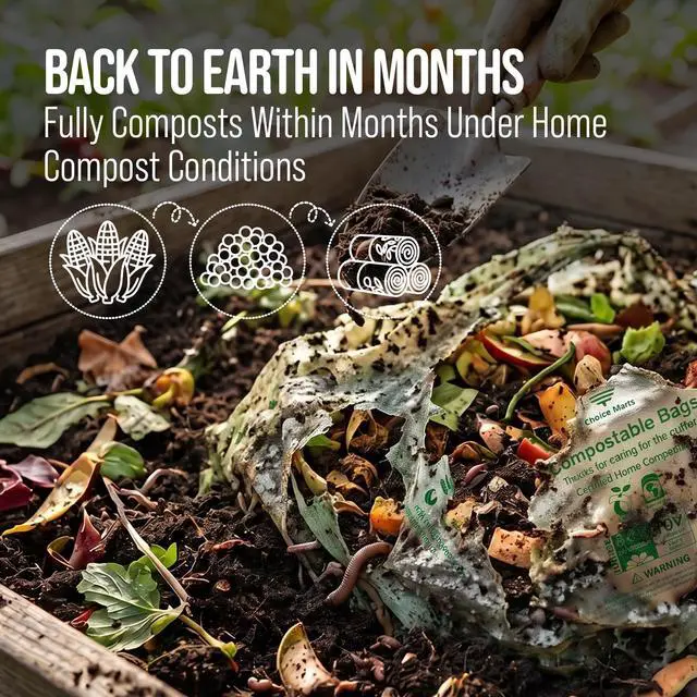 Alt view image 6 of 7 - 50 Home Compostable Trash Bags, Easy Tie Handles, 1.6 Gallon