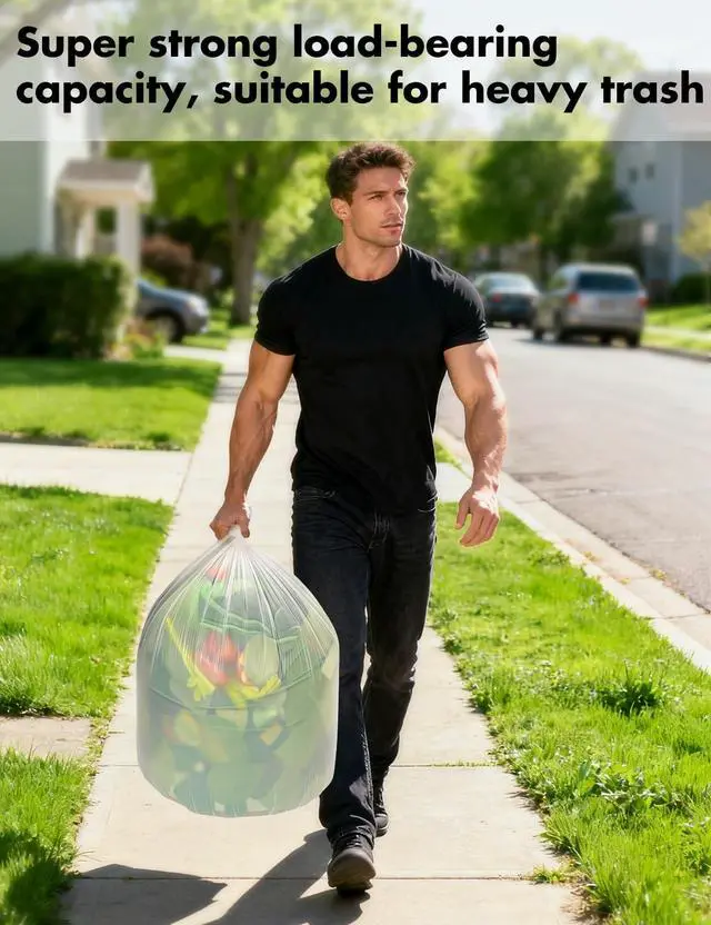 Alt view image 7 of 7 - Compost Bags 13 Gallon, 50 Count Biodegradable Compostable Tall Kitchen Can Liners, Thick Unscented Tear & Leak Proof Plant-Based Garbage Bags for Food Waste, Bathroom & Garden, white