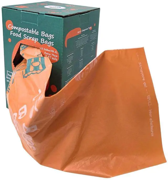 Main image of Compostable Trash Bags 13 Gallon, Tall Kitchen Heavey Duty Food Waste Bags, Extra Thick, Certified US BPI ASTM D6400, 49.2 Liter, 50 Count