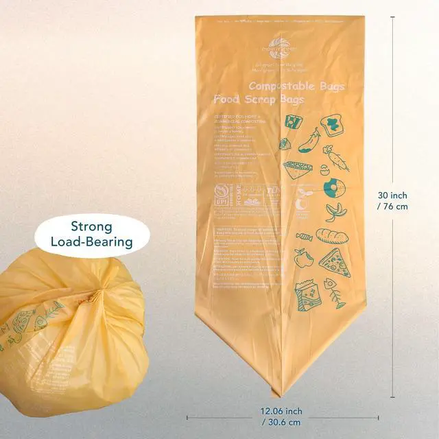 Alt view image 2 of 6 - Compostable Trash Bags 13 Gallon, Tall Kitchen Heavey Duty Food Waste Bags, Extra Thick, Certified US BPI ASTM D6400, 49.2 Liter, 50 Count