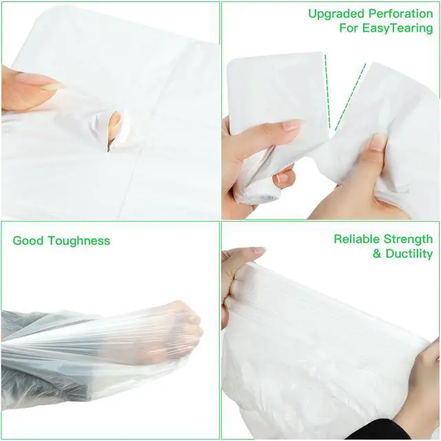 Alt view image 3 of 6 - Medium Trash Bags 8-Gallon Compostable-Garbage-Bag - 100 Counts Clear White Tall Kitchen Unscented Biodegradable Thick Strong Compactor Waste Basket Liners for Bathroom Restroom
