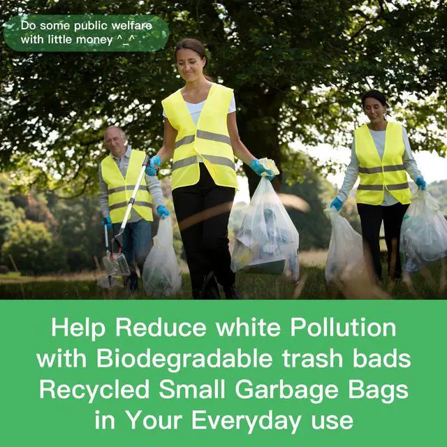 Alt view image 6 of 6 - Medium Trash Bags 8-Gallon Compostable-Garbage-Bag - 100 Counts Clear White Tall Kitchen Unscented Biodegradable Thick Strong Compactor Waste Basket Liners for Bathroom Restroom