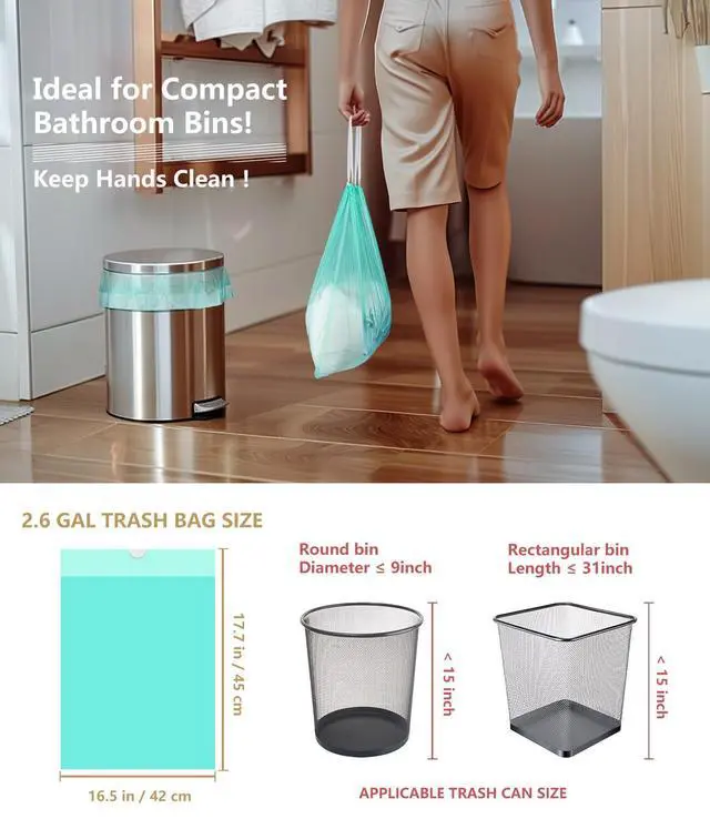 Alt view image 4 of 7 - 2 Gallon Trash Bag Drawstring Compostable Trash Bags 50 Count