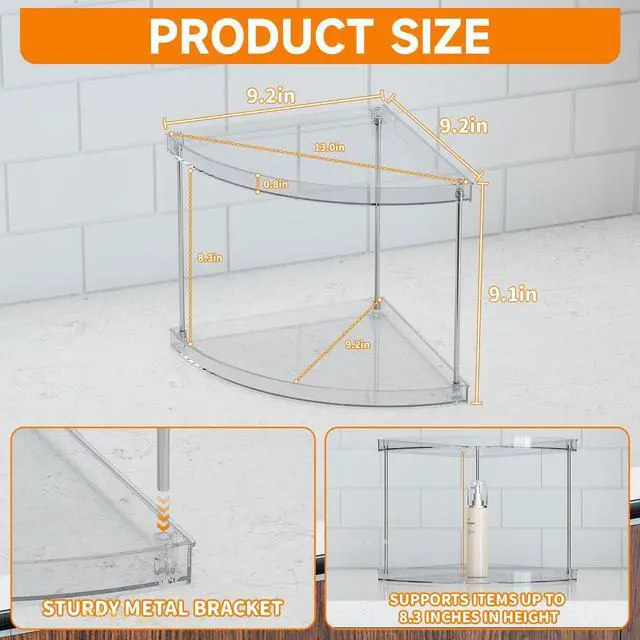 Alt view image 2 of 7 - Clear Corner Bathroom Counter Organizer,2Tier Tiered Countertop Corner Shelf for Perfume,Beauty Products,Makeup Organizer,Skincare Organizers,Vanity Storage Tray for Bedroom,Bathroom Sink Shelf
