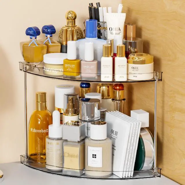 Main image of 2 Tier Corner Bathroom Counter Organizer,Clear Bathroom Organizers and Storage,Acrylic Bathroom Counter Shelf and Perfume Holder for Skin Care,Makeup,Toiletry Products and Perfume Organizer