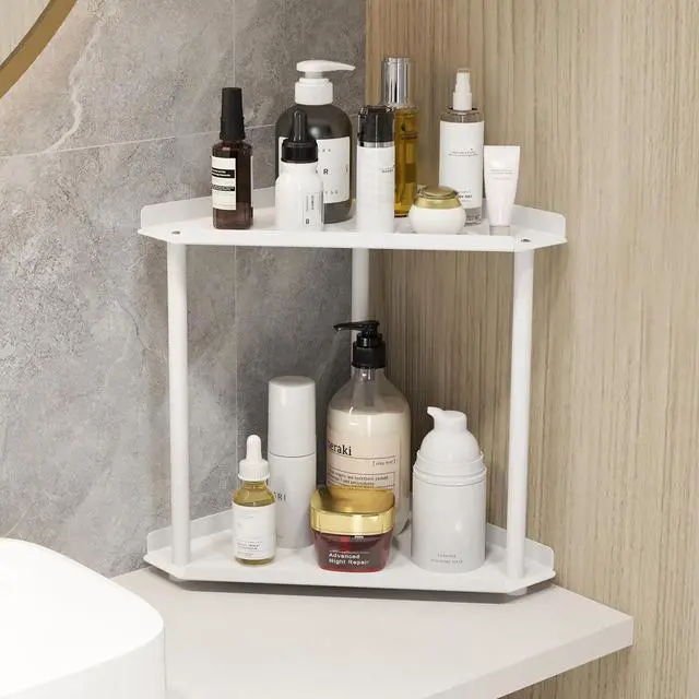 Alt view image 6 of 6 - 2 Tier Bathroom Counter Organizer, Vanity Organizer Corner Shelf
