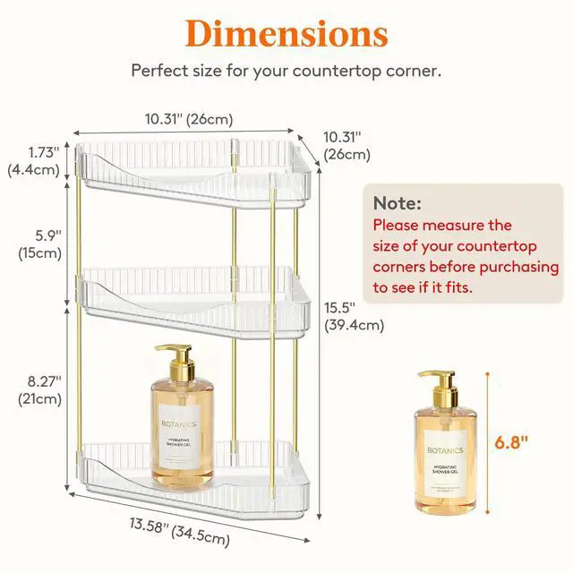 Alt view image 3 of 7 - 3 Tier Corner Bathroom Counter Organizers and Storage, Clear