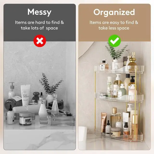 Alt view image 4 of 7 - 3 Tier Corner Bathroom Counter Organizers and Storage, Clear