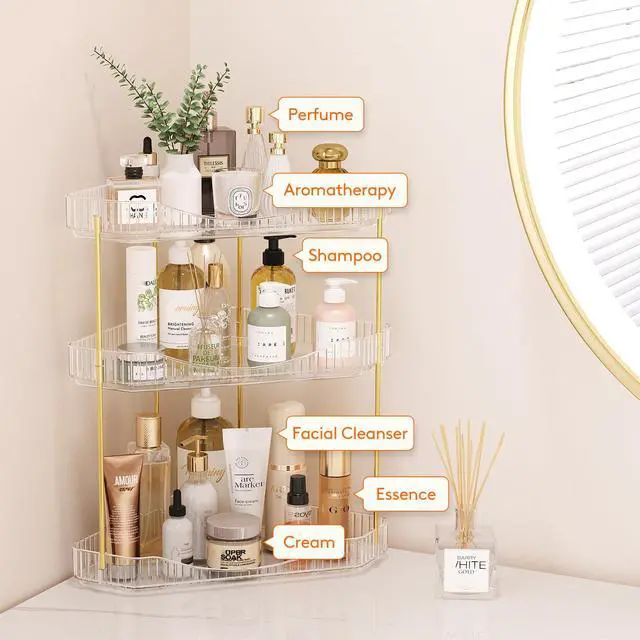 Alt view image 5 of 7 - 3 Tier Corner Bathroom Counter Organizers and Storage, Clear