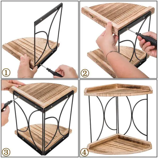Alt view image 4 of 7 - 2-Tier Bathroom Counter Organizer, Wood Vanity Corner Shelf, Skincare Storage Standing Tray, Kitchen Countertop Spice Rack, Makeup Perfume Holder for Bathroom Organization, Dresser, Kitchen