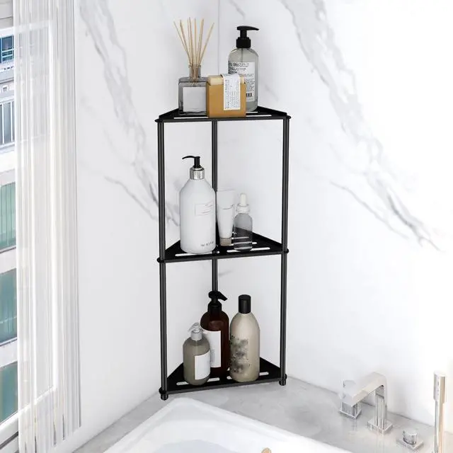 Main image of Standing Shower Caddy Corner, 3 Tier Stainless Steel Shower Organizer Stand, Rustproof Corner Shower Shelves, Corner Shower Caddy Bathroom Shower Stand, Black