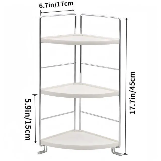 Alt view image 2 of 6 - 3-Tier Corner Shelf Bathroom Counter Organizer, White