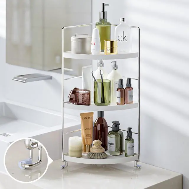 Alt view image 3 of 6 - 3-Tier Corner Shelf Bathroom Counter Organizer, White