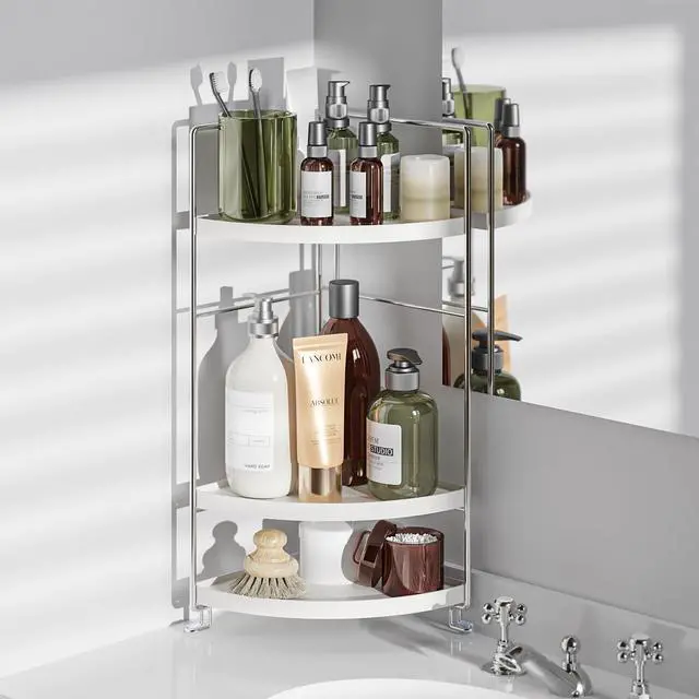 Alt view image 4 of 6 - 3-Tier Corner Shelf Bathroom Counter Organizer, White